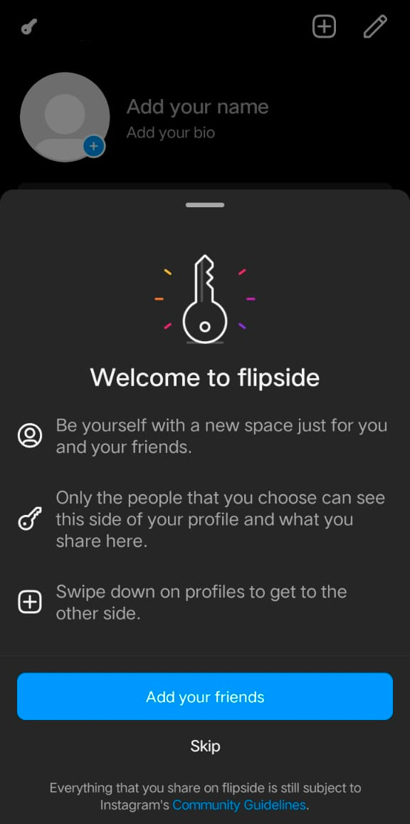 Langkah pertama untuk aktivasi Fitur Instagram Flipside. Sumber foto tangkapan layar penulis